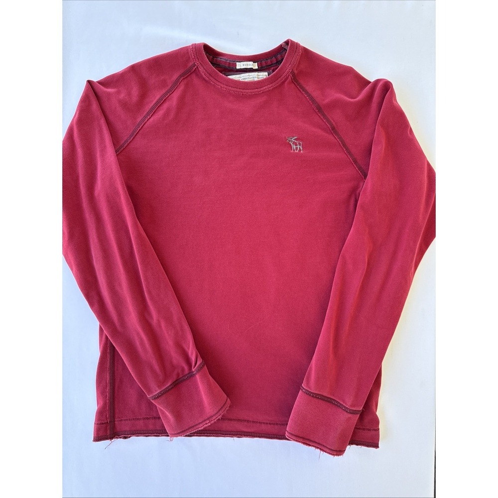 Abercrombie & Fitch Maroon Long Sleeve Muscle T Shirt Moose‎ Sz M